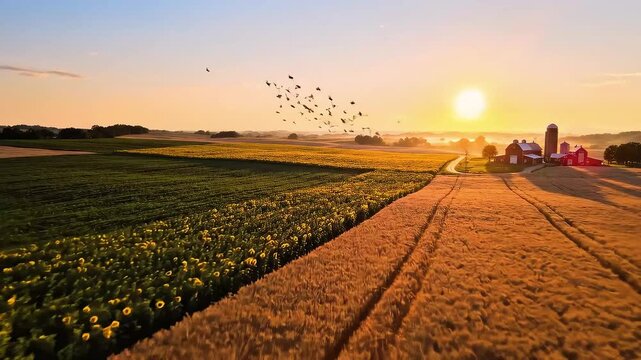 Countryside farming landscape field background