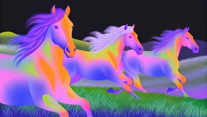 group-of-horses-running, gossamer style