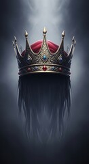 Regal Crown with Red Velvet and Jewels.