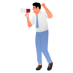 Student Holding a Megaphone Illustration