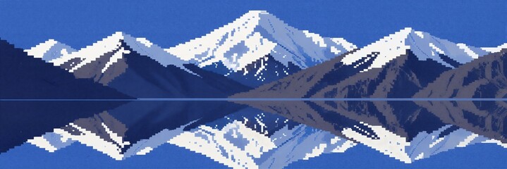 Snow mountain lake reflection