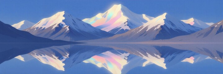 Snow mountain lake reflection