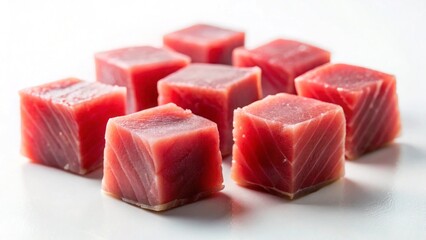 minimal tuna meat on cutting board no hands