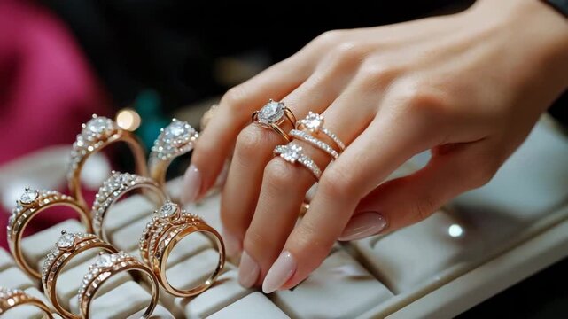 close-up of a ring on a girl's hand. Selective focus