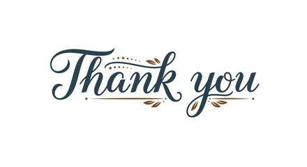 Naklejka premium Beautifully designed 'Thank You' graphic with elegant script font and subtle decorative elements for expressing gratitude and appreciation