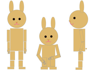 Robot like Rabibit illustration with 3 postures