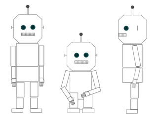 Robot  illustration with 3 postures