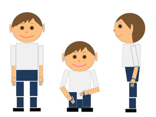 Robot like Boy illustration with 3 postures
