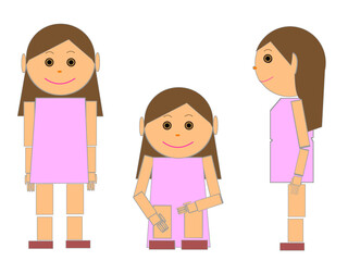 Robot looks Girl illustration with 3 postures