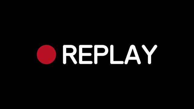 Replay button icon animation on transparent background, Replay icon video for Live broadcaster, action replay Animation