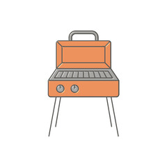 Barbecue grill, illustration on a transparent background in soft colors, flat icon.