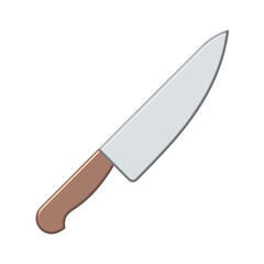 Kitchen knife, isolated illustration on a transparent background in soft tones.