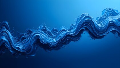 Abstract blue background with smooth gradient light wave texture