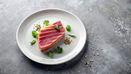 minimal tuna steak presentation white plate