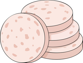 Sliced Bologna Sausage Stacked and Ready to Eat. © Lemon NIlo