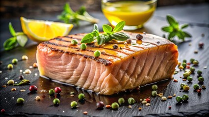  tuna steak with olive oil drizzle