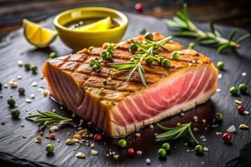  tuna steak with olive oil drizzle
