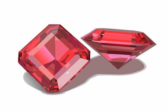 Two polished red gemstones a ruby and a smaller cut gem