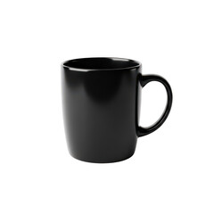 A sleek black mug with a handle, perfect for enjoying your favorite hot beverage isolated on transparent background