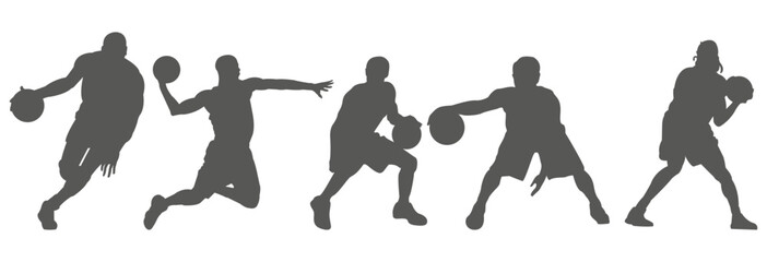 Basketball player silhouettes set in action poses © Imran