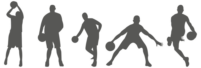 Basketball player silhouettes set in action poses © Imran