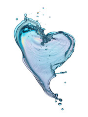 water heart splash on white background