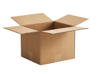 An open cardboard box, empty and ready for packaging and shipping, isolated on white.