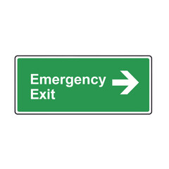 Green Emergency Exit Sign with White Text and Arrow - Safety Direction