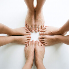 Diverse Feet Circle Unity Togetherness 