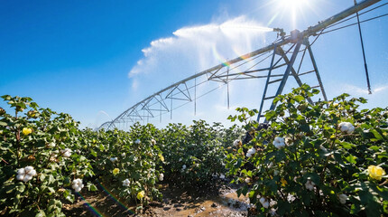 Center Pivot Irrigation Cotton Crop Field 