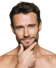 Fototapeta premium Confident man in portrait lifestyle focus, isolated on transparent background, png