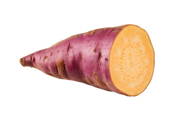 Sweet Potato Half on White Background