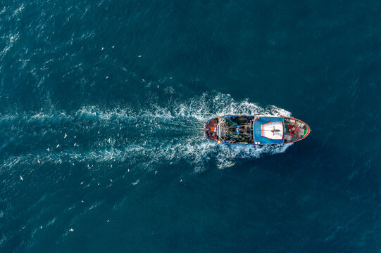 Fish trawlers returning to port highlight the importance of ocean conservation and responsible fishing practices