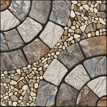 stone wall background and punch parking floor tiles design decor.