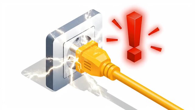 Electric Outlet Danger Warning Symbol And Plug
