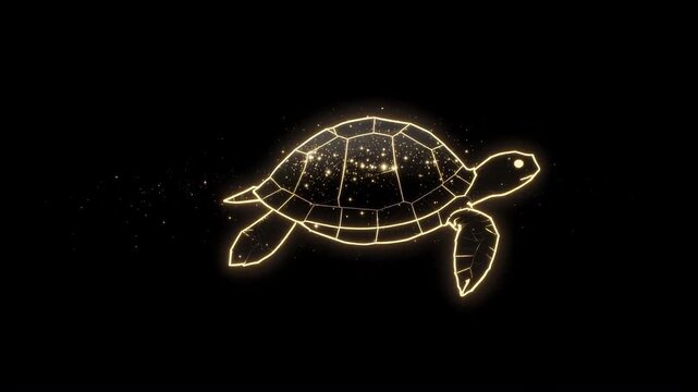 glowing turtle silhouette outlined by clean golden light lines