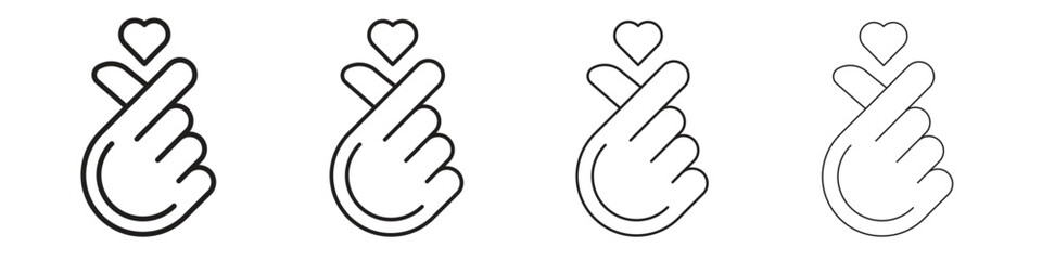 Obraz premium korean heart icon, thin line symbols. eps 10 vector
