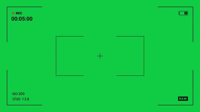 Digital camera recording screen overlay with timer. 4K video with 40 second timer on green screen