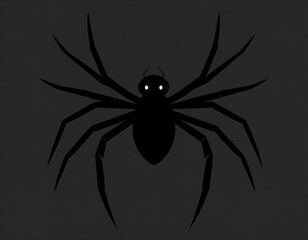 A black spider silhouette with glowing eyes on a dark background