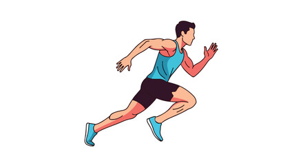 Fototapeta premium Illustration of a man running in athletic wear with a dynamic pose against a white background.