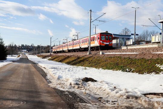 RABKA ZARYTE, POLAND - FEBRUARY 10, 2026: New, replaced train tracks, recently put into service.