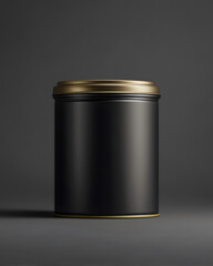 Matte Black Tin Can on clean background for commercial design