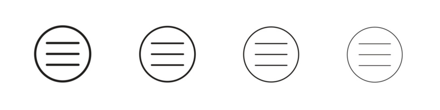 Hamburger menu icon, thin line symbols. eps 10 vector