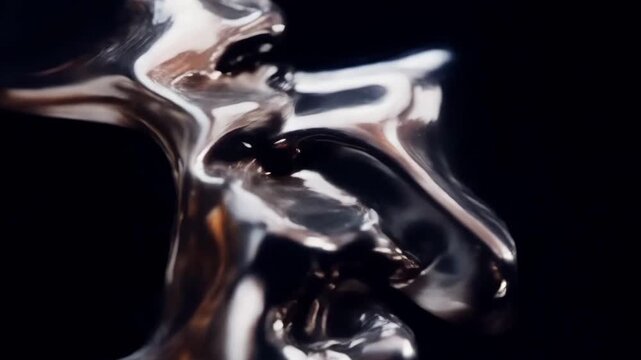 Abstract Liquid Metal Background with Reflective Silvery Flow
