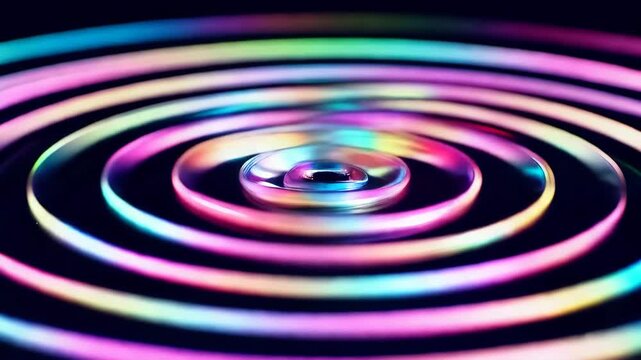 Abstract Holographic Ripple Background with Shifting Rainbow Colors