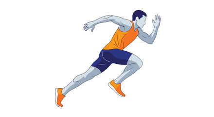 Obraz premium Illustration of a male athlete sprinting in athletic wear with a plain white background.