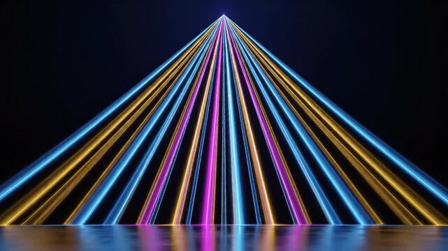 Abstract geometric triangle with colorful glowing lines