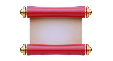 Red and Gold Scroll with Blank Parchment