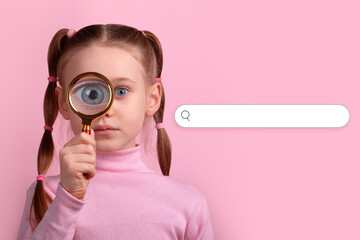 Curious Girl with Magnifying Glass