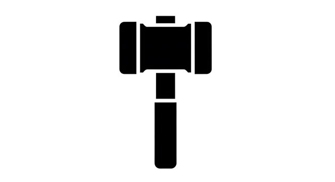 Simple black judicial gavel icon design.